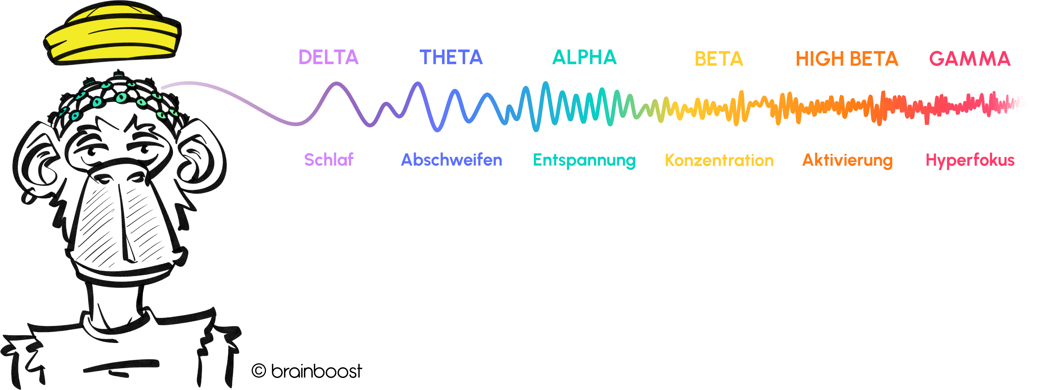 EEG-Frequenzbänder von Delta bis Gamma